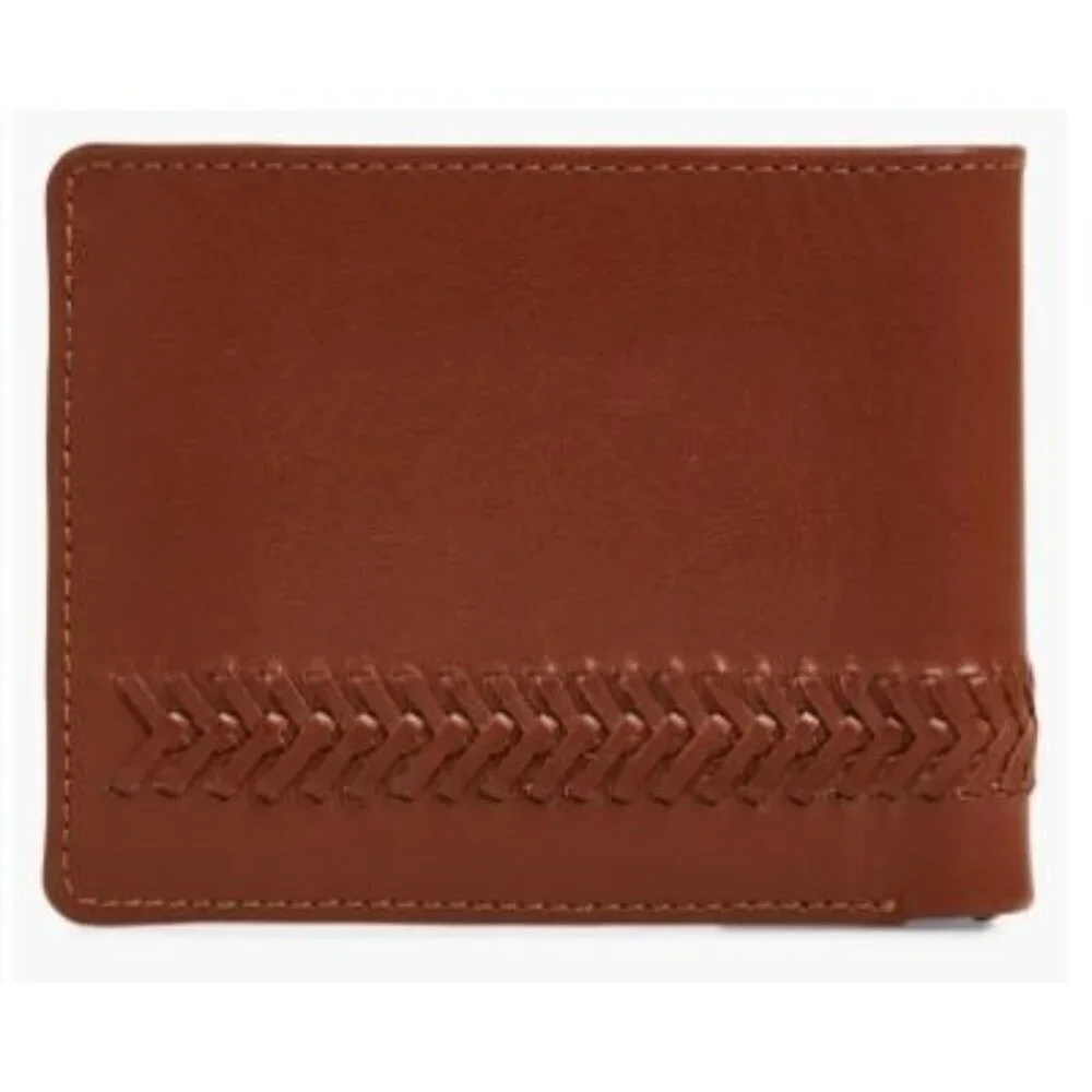 Tommy Bahama Mens Tan Leather Lace Details Bifold Wallet Gift Box New
